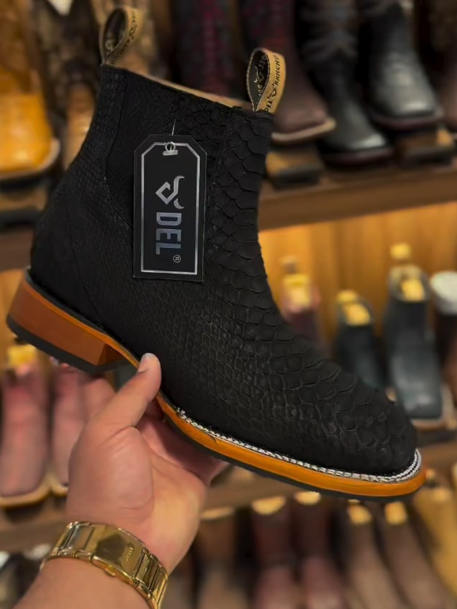 Black Square Toe Ankle Boots