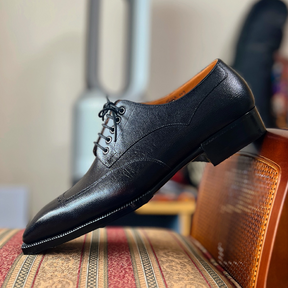 Genuine Leather Handmade Square Toe Lace-up Casual Leather Shoes