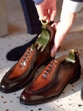 Vintage Lace-Up Oxford Handmade Leather Shoes