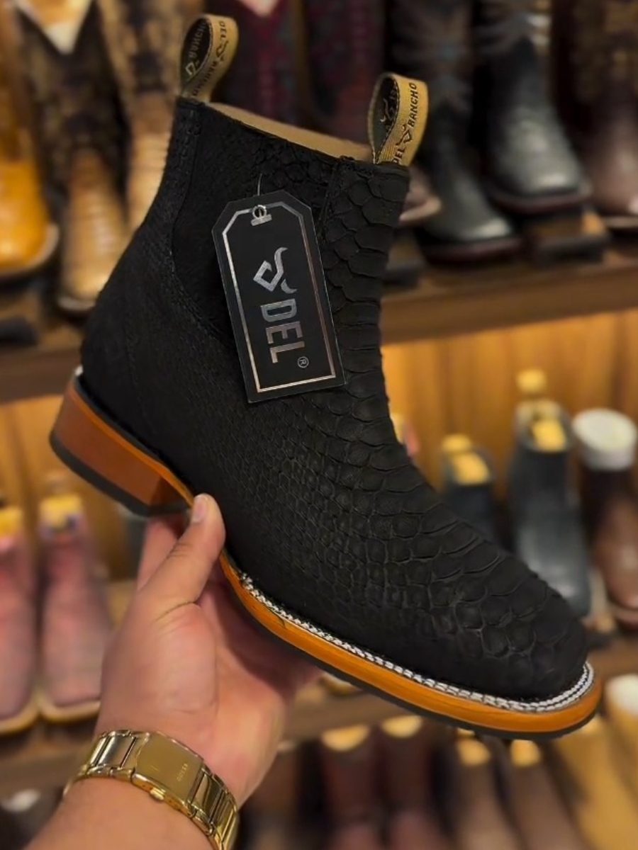 Black Square Toe Ankle Boots