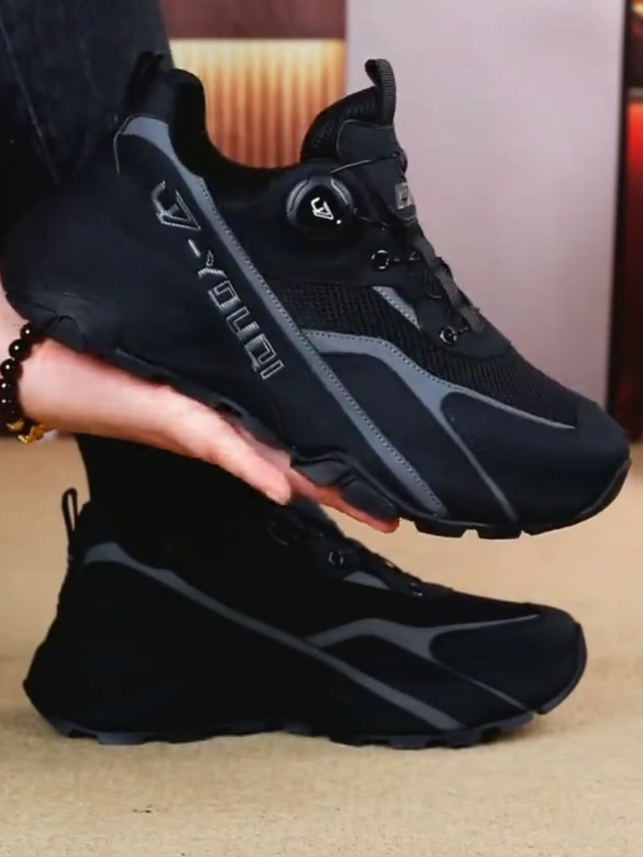 Breathable Casual Cowhide Chunky Sole Height-Enhancing Sneakers