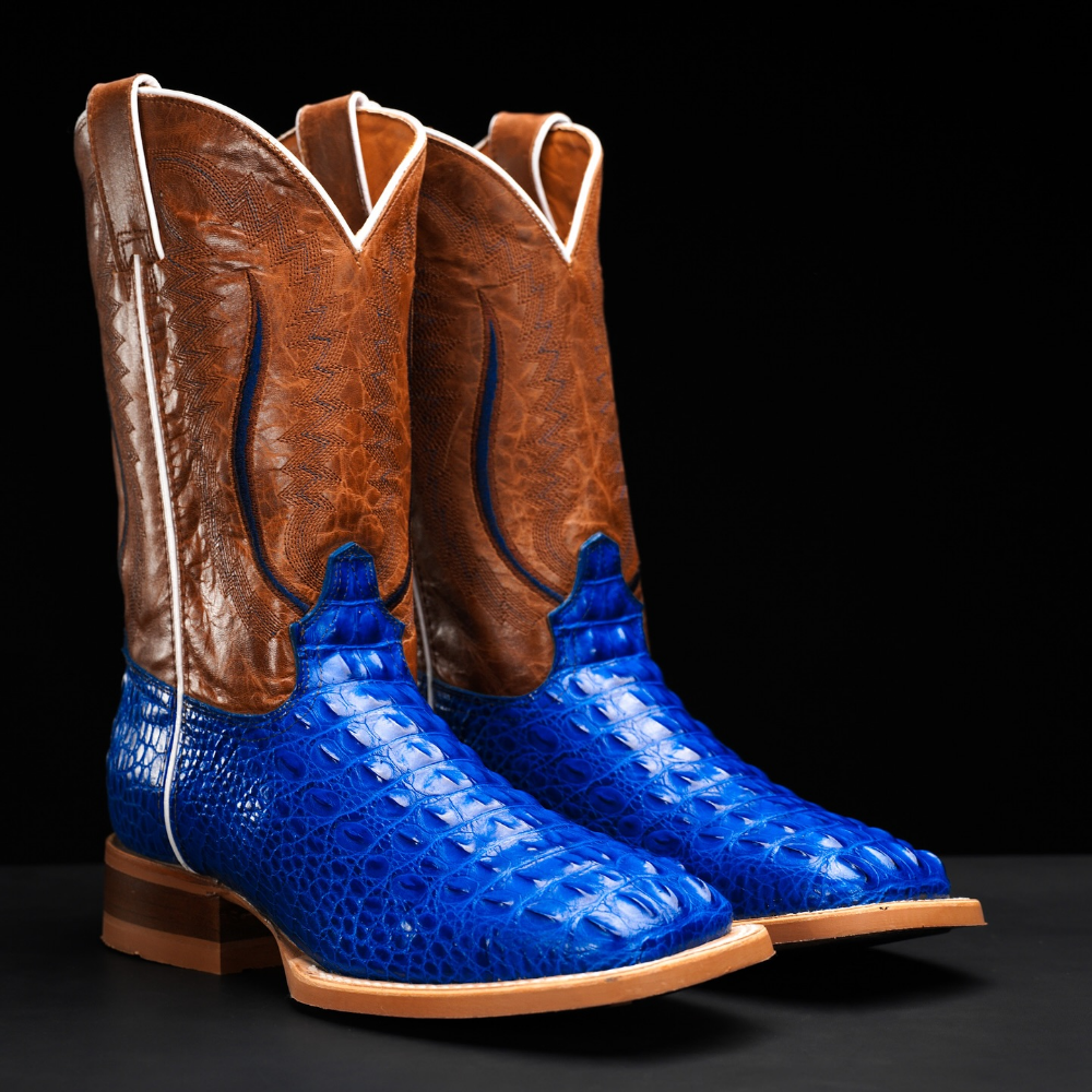 Royal Blue Caiman Horn Back Boots