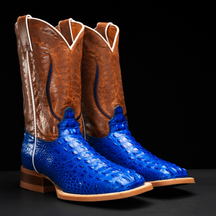 Royal Blue Caiman Horn Back Boots