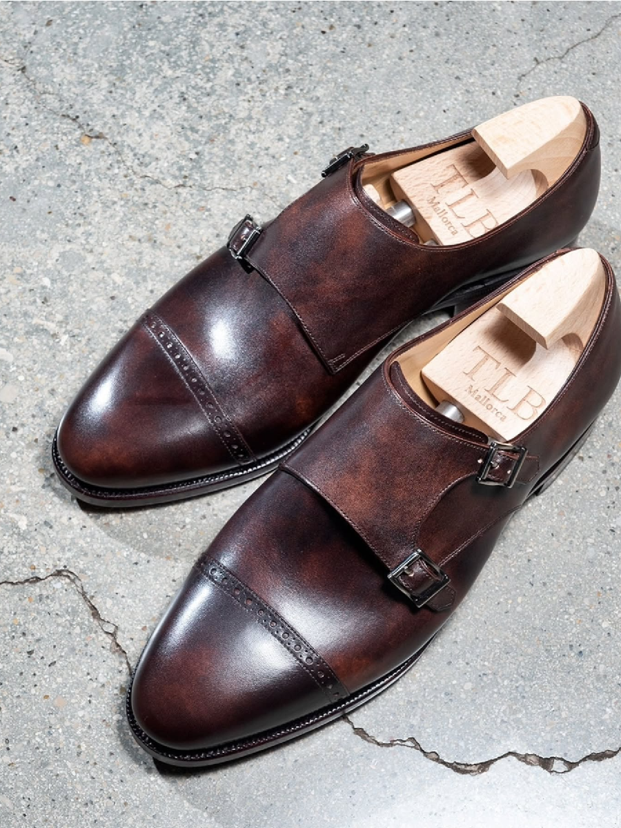 Double Buckle Formal Leather Shoes With Full Cowhide Lining