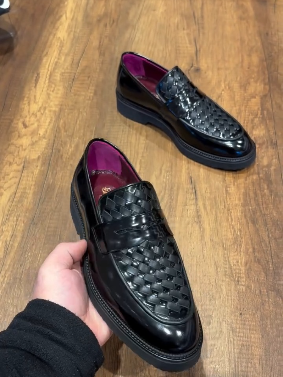 Woven Vintage Men's Leather Shoes