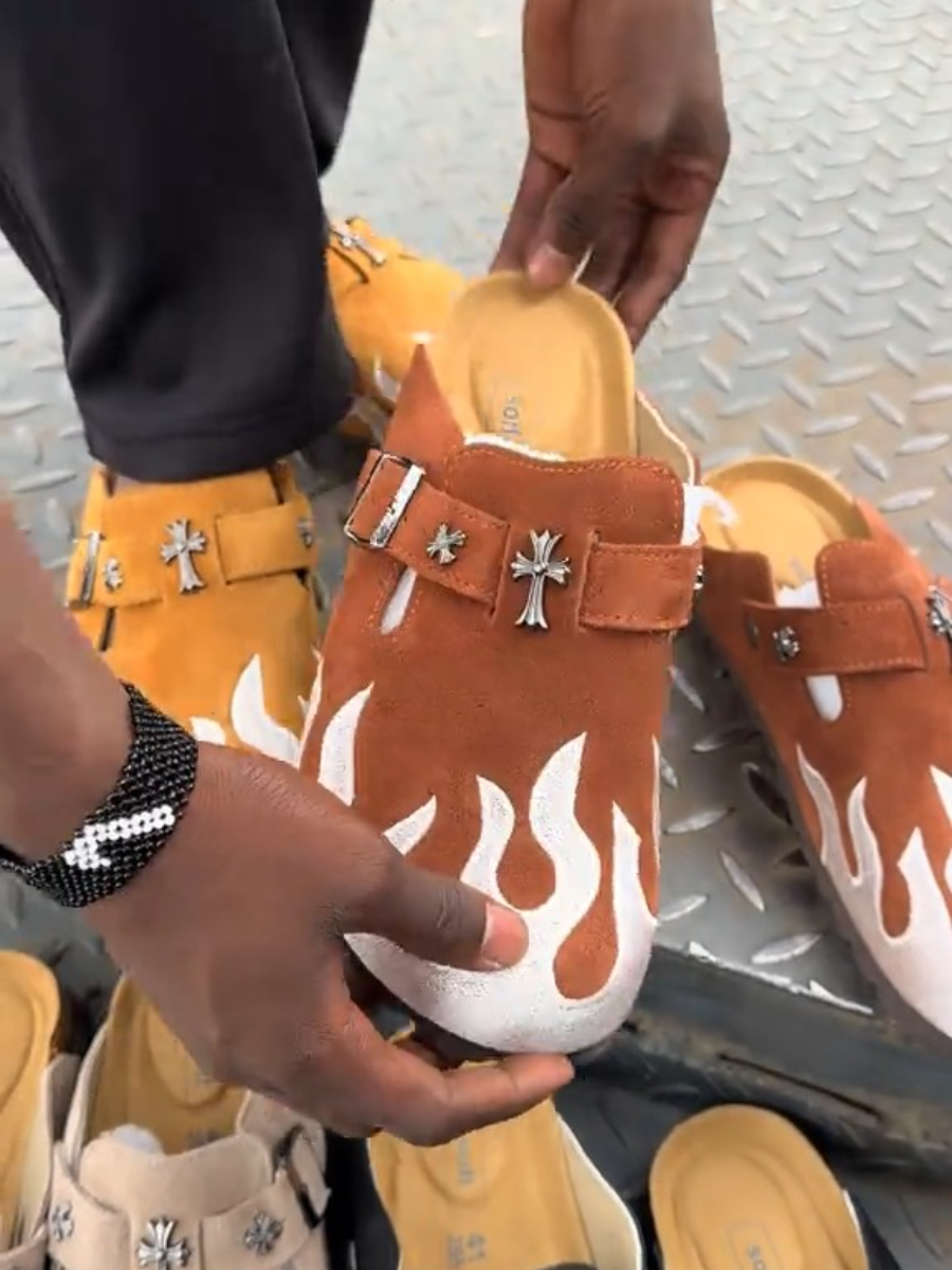 Flame Print Slippers