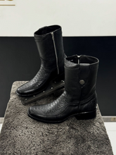 Black Square Toe Python Cowboy Boots