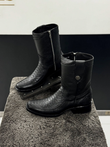 Black Square Toe Python Cowboy Boots