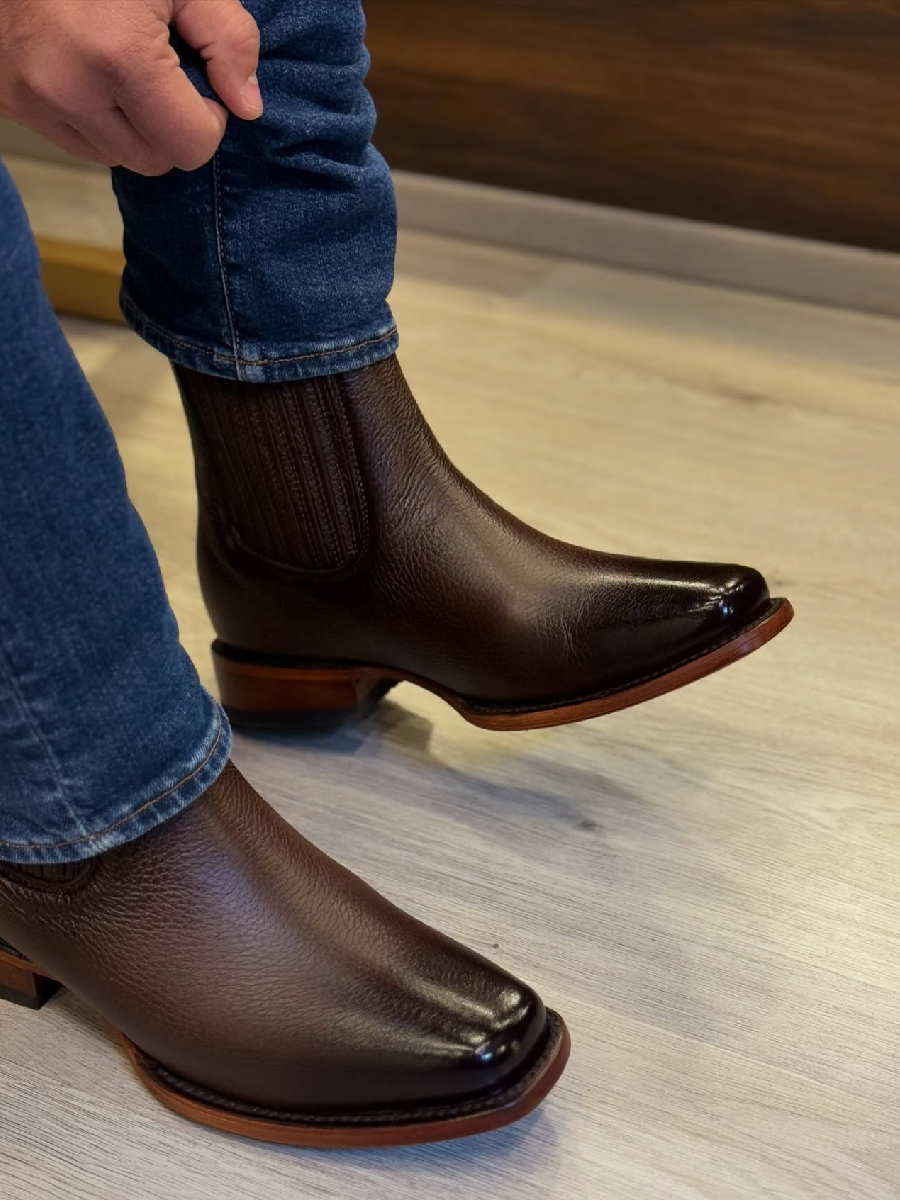 Slip-on High-top Leather Boots