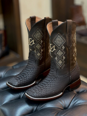 Embroidered Snakeskin Western Boots