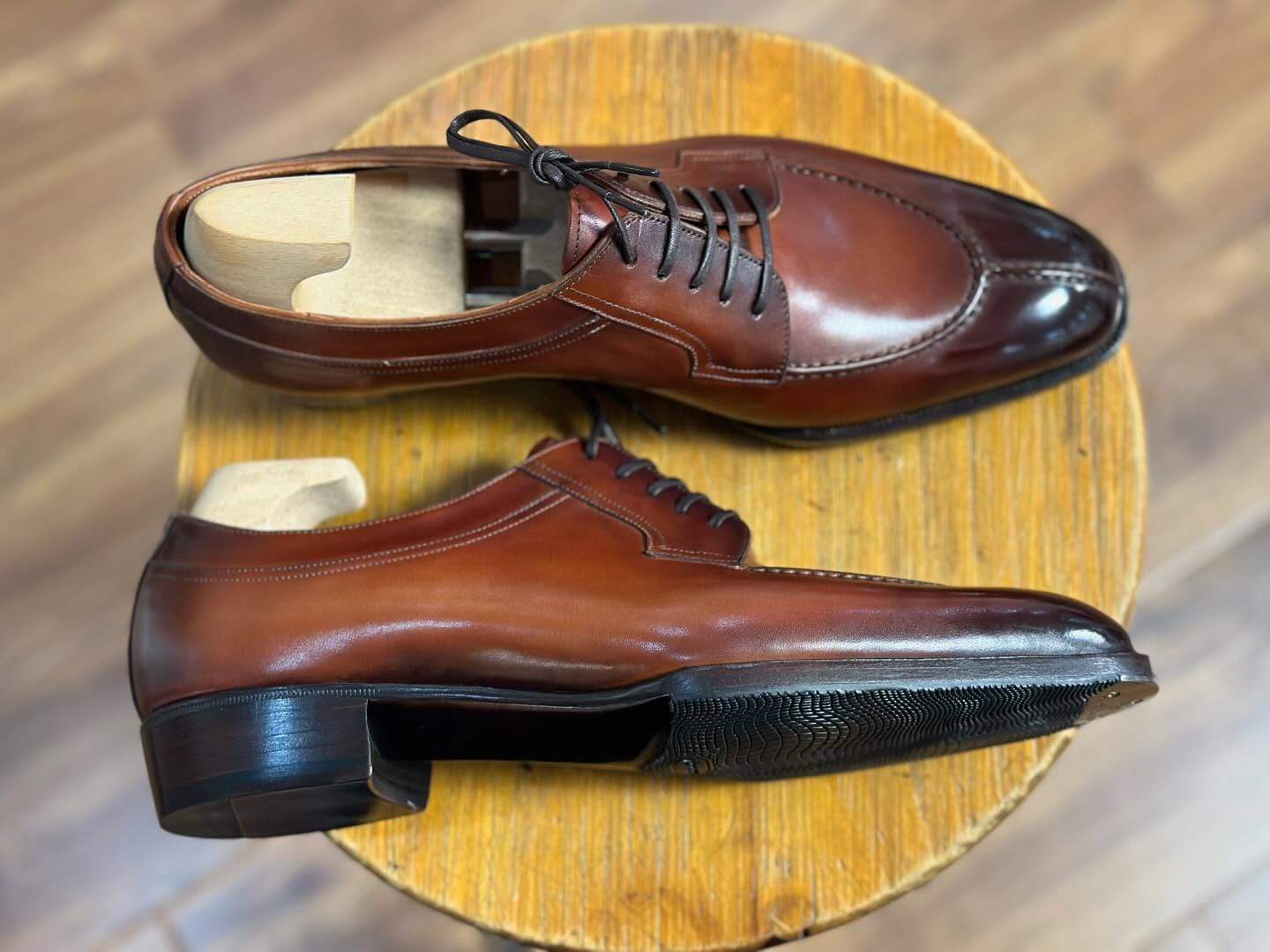 Italian Norwegian Stitched Low-top Cowhide Genuine Leather Shoes