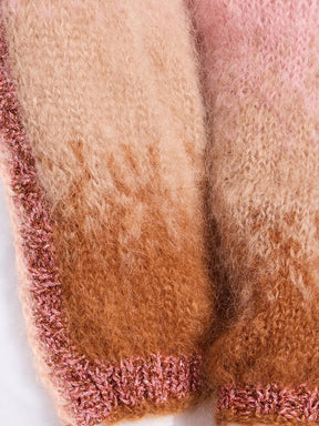 Gradient Fuzzy Knit Sweater Cardigan