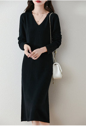 V-neck Knitted Bottoming Dress