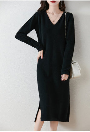 V-neck Knitted Bottoming Dress