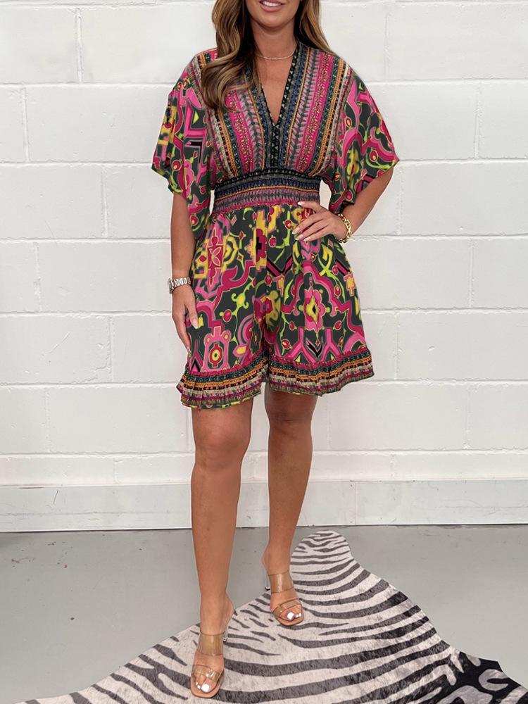 Printed V-Neck Jumpsuit