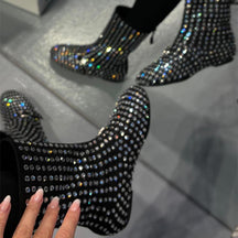 Rhinestone Sparkle Fashion Ankle Boots