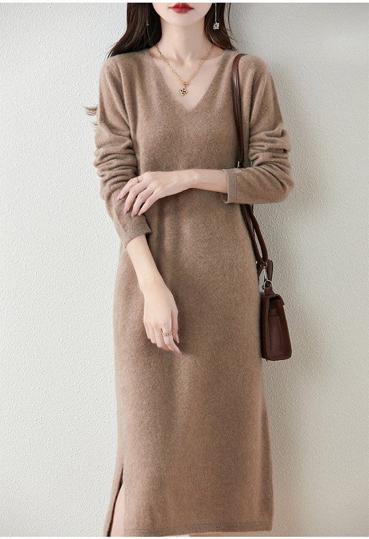 V-neck Knitted Bottoming Dress