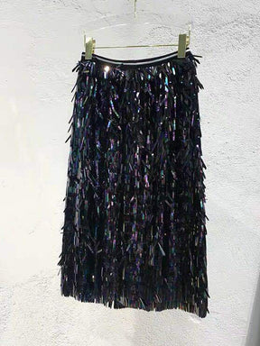 Tiered Fringe Fashion Pencil Skirt