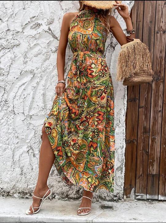 Vintage Halter Neck Boho Dress