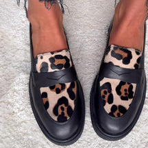 Leopard Print Stitching Women's Shoes Loafers