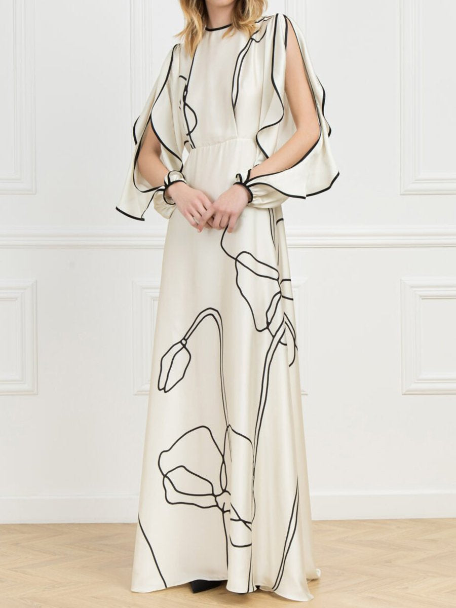 Ruffle Detail Decorative Edge Maxi Dress