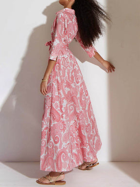 Printed Belt Maxi ShirtDress