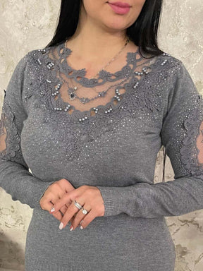 See Through Sequined Knitted Sweater