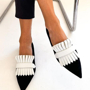 Women's Fashion Color Block Pointed Flat Shoes