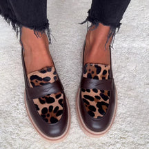 Leopard Print Stitching Women's Shoes Loafers