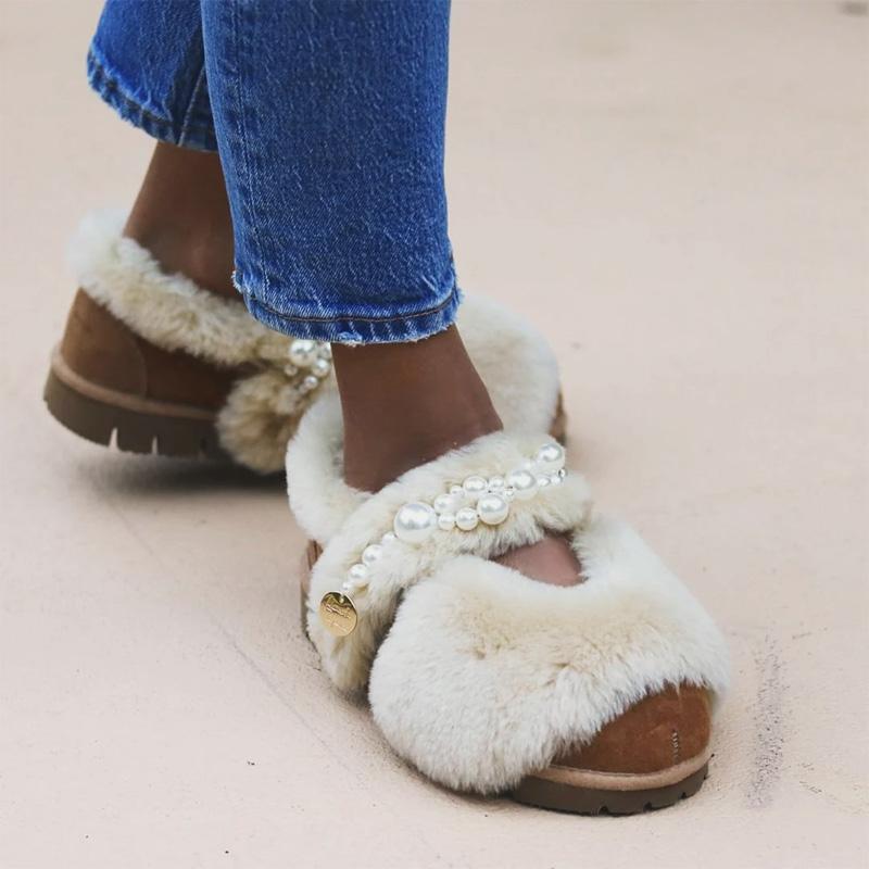 Fashion Pearl-Embellished Snow Boots