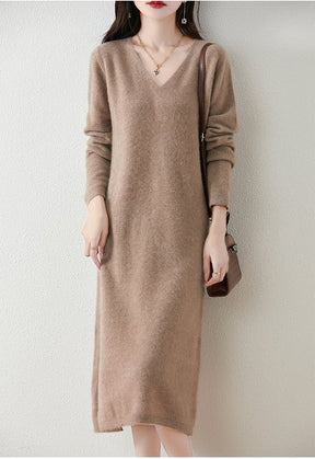 V-neck Knitted Bottoming Dress