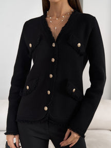 Thick Knit Button Up Elegant Jacket