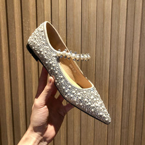 Women's Point-toe Rhinestone Flats