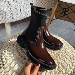 Women's Square Toe Chelsea Boots Thick Heel Platform Boots