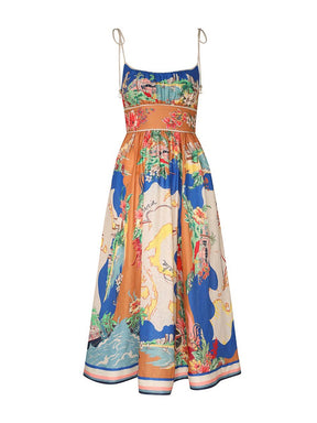 Sleeveless Graffiti Print Sling Dress