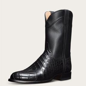 Vintage Men's Long Boots Crocodile Pattern Western Boots