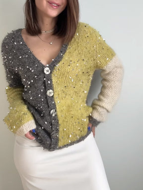 Sequined Contrast Cardigan