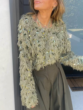 Sequin Shaggy Top