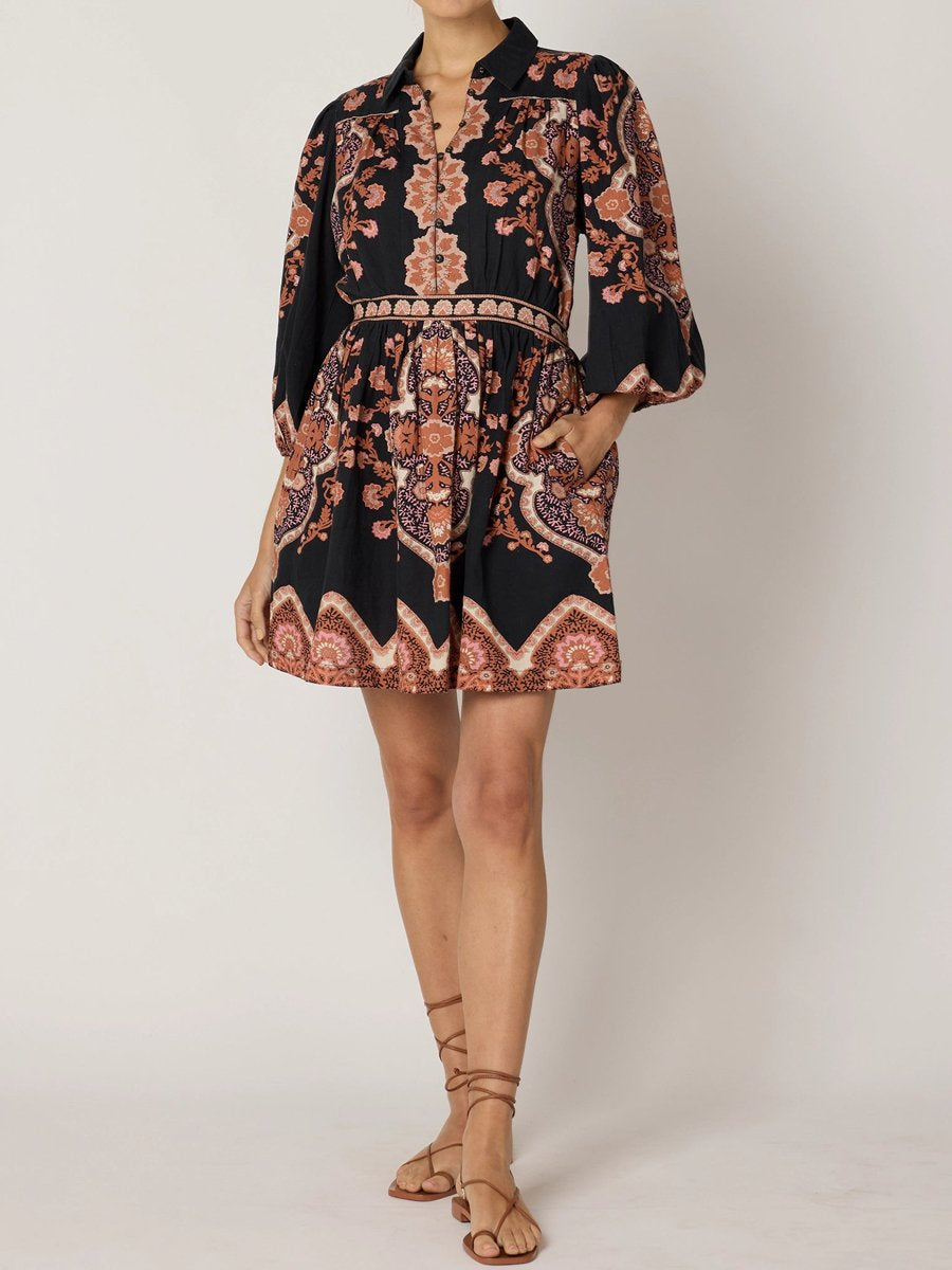 Ethnic Bohemian Print Pocket Dress