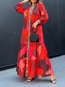 Red Floral Loose Maxi Dress