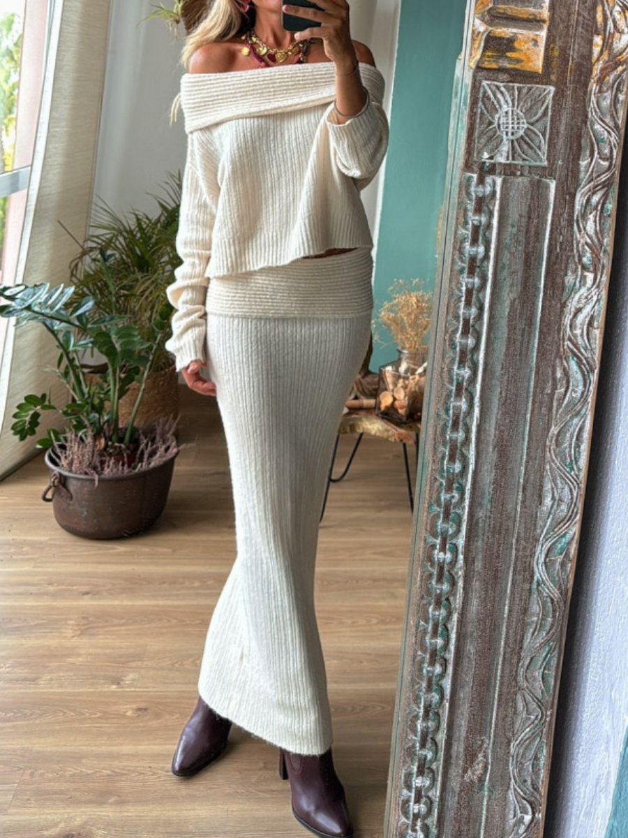 Demure Knit 2pc Skirt Set