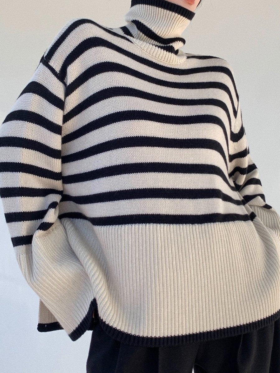 Stripe Turtleneck Sweater