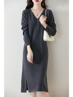 V-neck Knitted Bottoming Dress