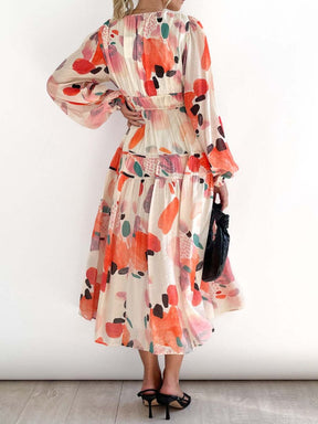 Elegant Floral Chiffon Midi Dress