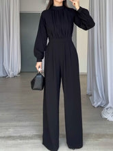 Solid Color Round Neck Jumpsuit