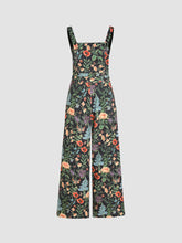 Corduroy Floral Button Wide-leg Jumpsuit