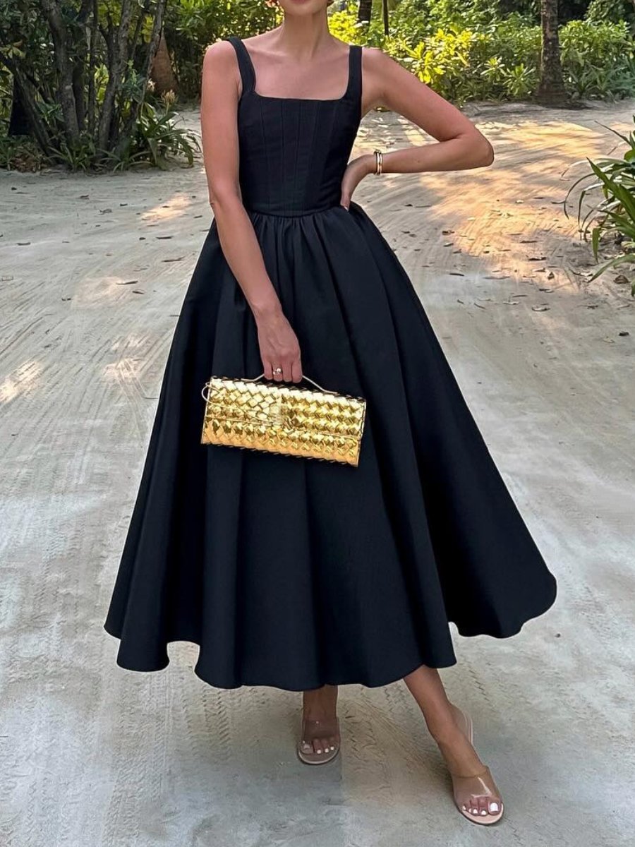 Elegant Black Midi Dress For Events