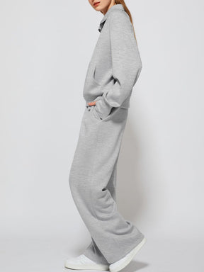 Oversized Half-Zip Sweatshirt And Wide-Leg Sweatpants Casual Set