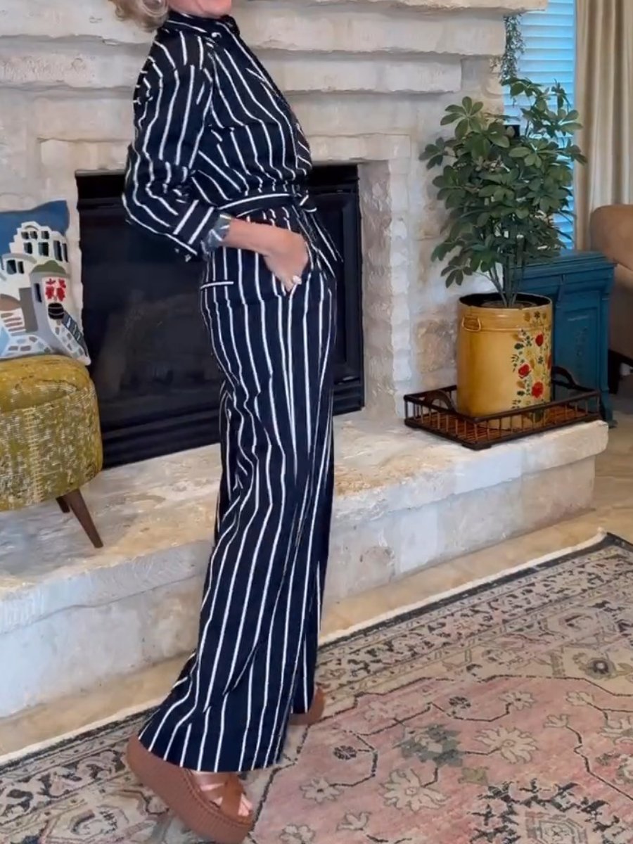 Navy Striped Two Piece Suit