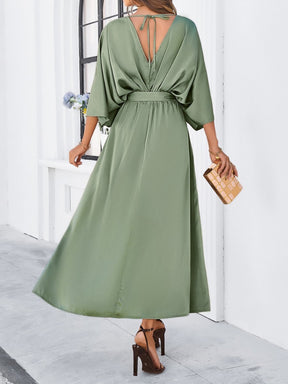 Elegant V-neck Loose Dress